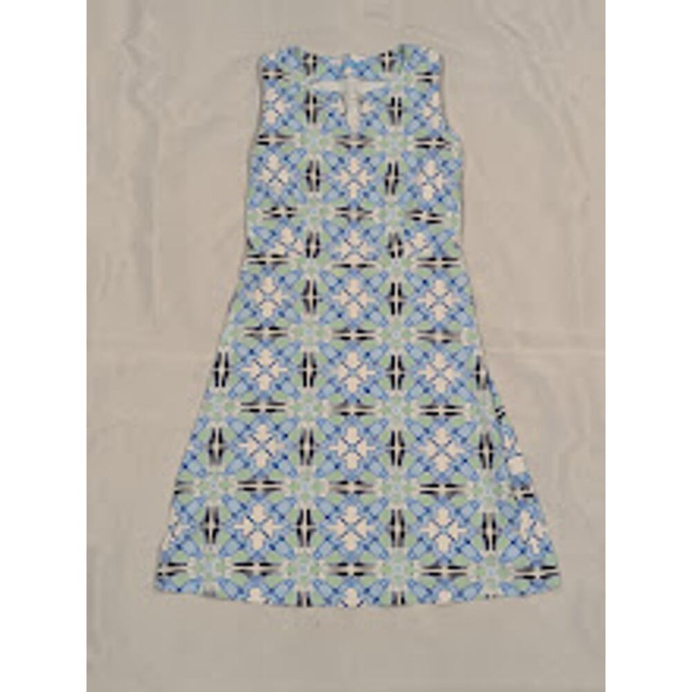 J.McLaughlin Women's XS Sleeveless A-Line Dress Blue and Green Floral